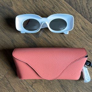 Loewe White Acetate Inset Oval Sunglasses Brand New